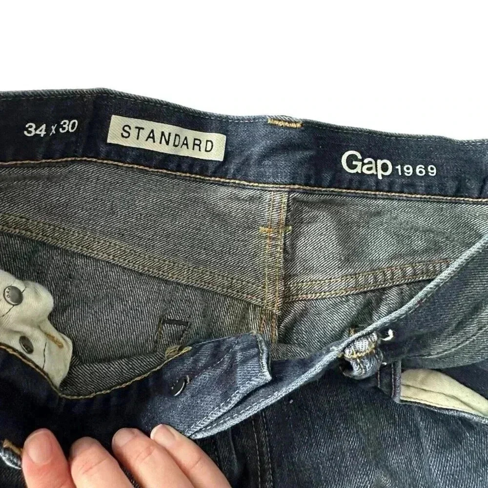 1969 GAP 34 X 30 MEN’S STANDARD FIT DISTRESSED JEANS measures - Picture 4 of 11